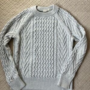 GAP 100% Cotton Cable Knit Sweater XS Blue Chunky Crewneck Cozy Cottagecore